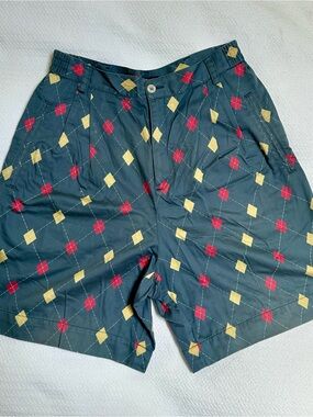 Vintage Lizsport Women's Green Argyle Pattern Golf Shorts